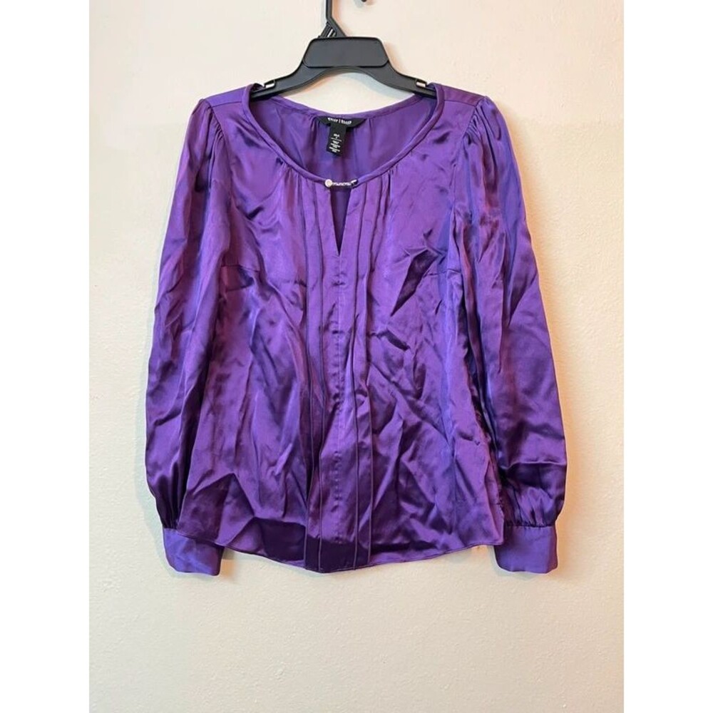 100% Purple Silk Shirt Metal Buttons Special Occasion Soft